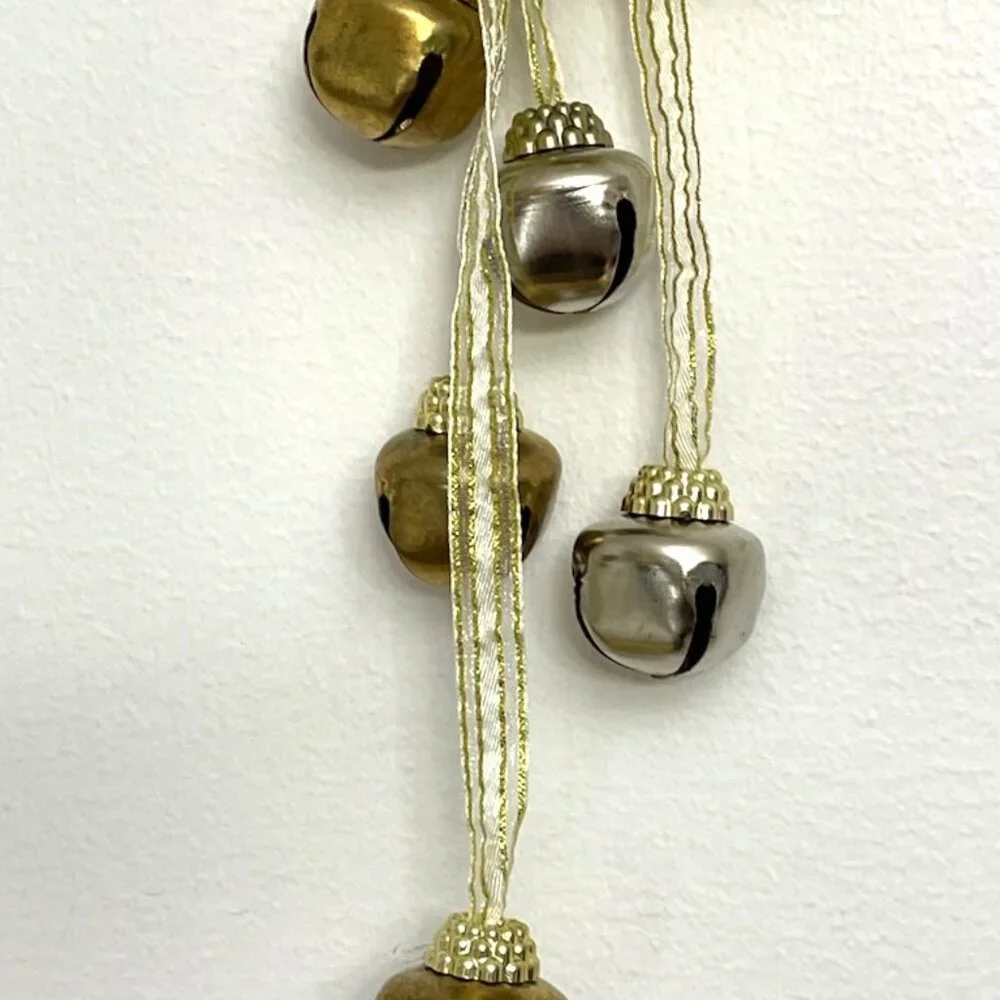 Vintage Sweet Grass Jingle Bell Doorknob Wreath‎ Hanger Christmas Holiday